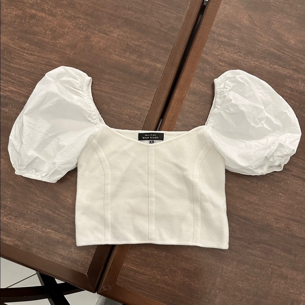 White Puff Sleeve Top